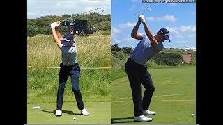 Justin Thomas golf swing  Long Iron faceon amp downtheline July 2017 [upl. by Leta]