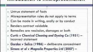 Misrepresentation Lecture 1 of 4 [upl. by Yankee]